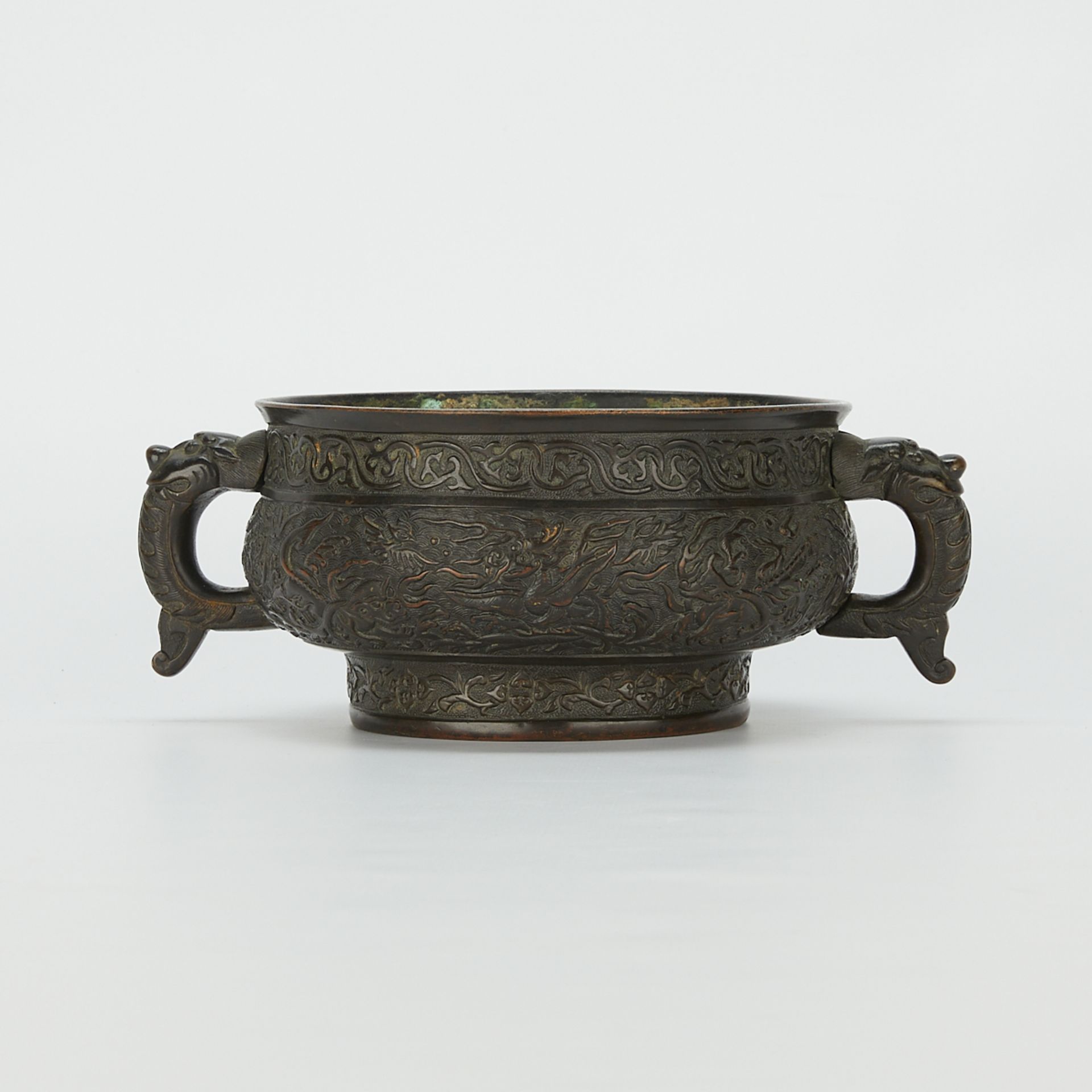 17th c. Chinese Bronze Mythical Beast Censer - Image 5 of 12