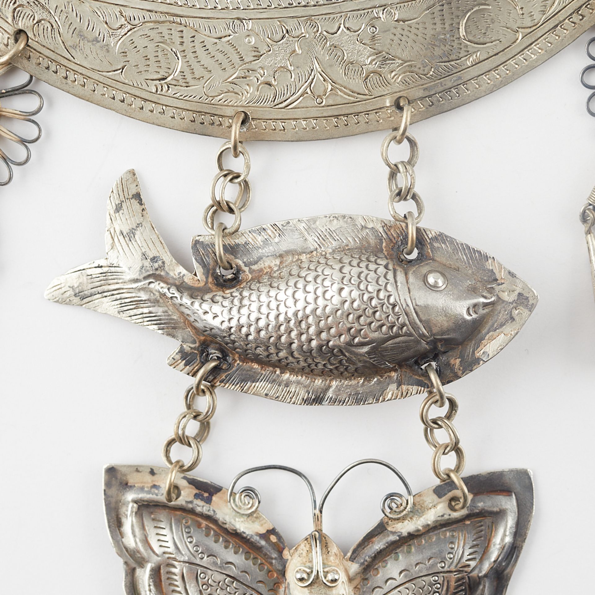 Hmong Silver Butterfly & Fish Necklace - Image 4 of 6