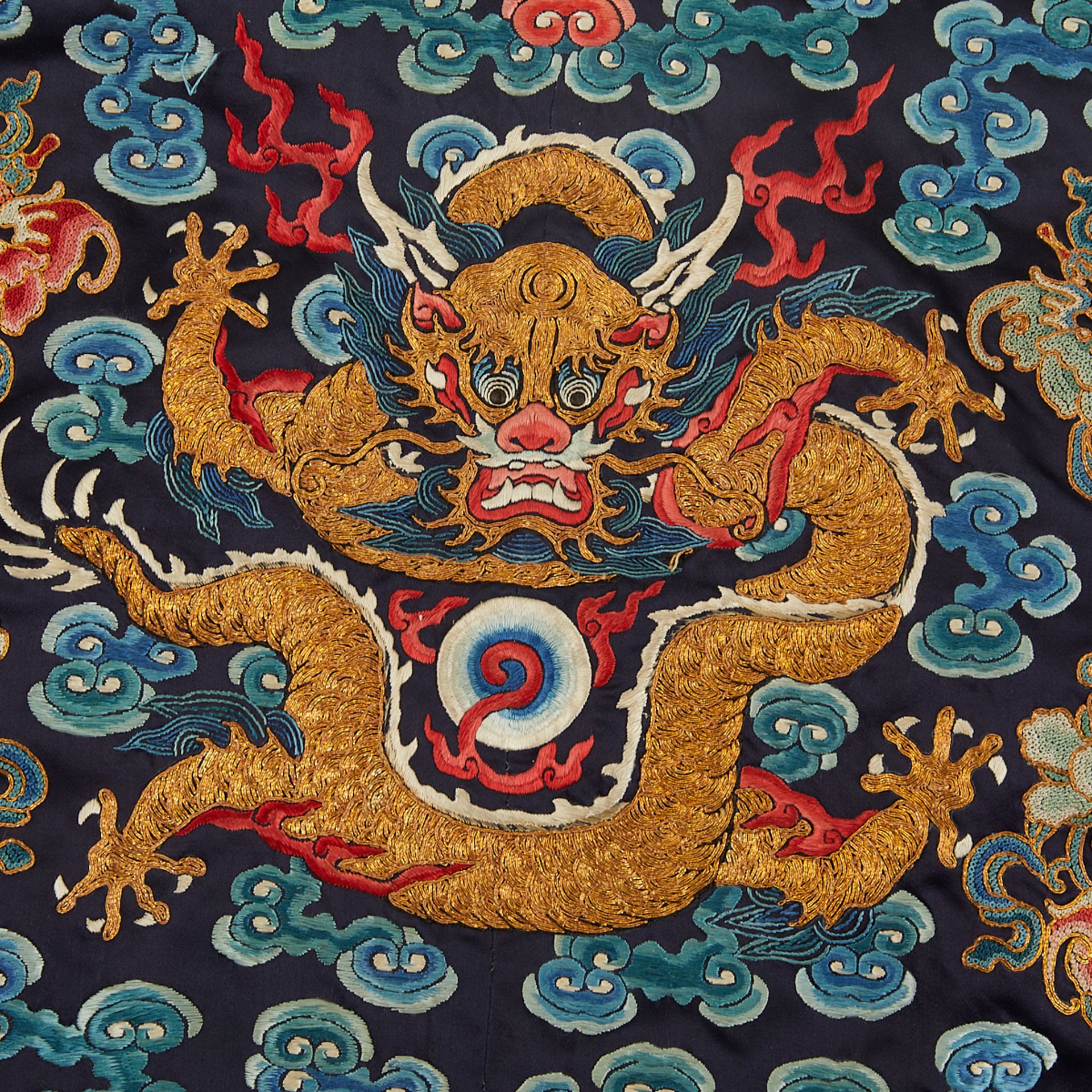 19th c. Chinese Embroidered Silk Dragon Robe - Image 2 of 9