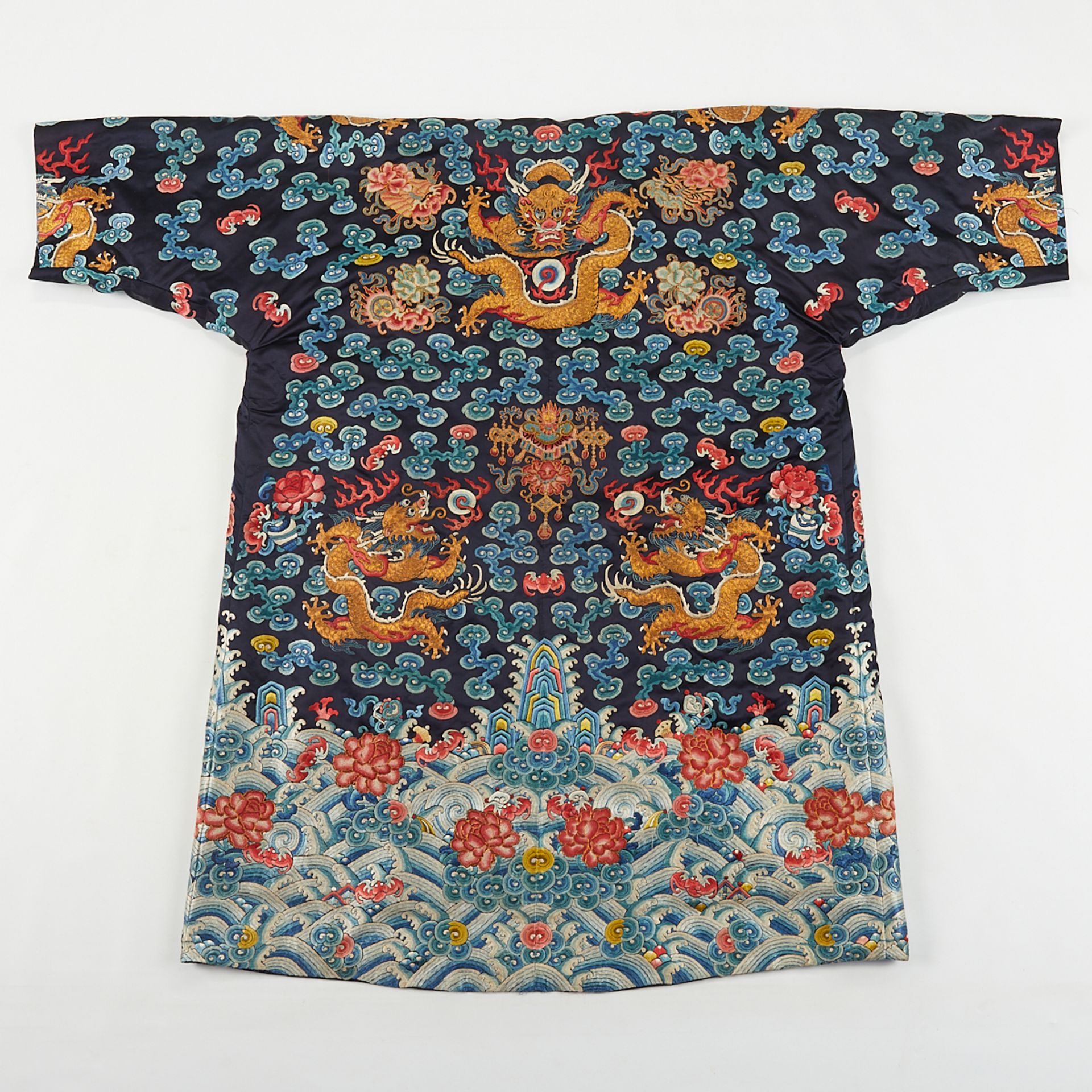 19th c. Chinese Embroidered Silk Dragon Robe - Image 3 of 9
