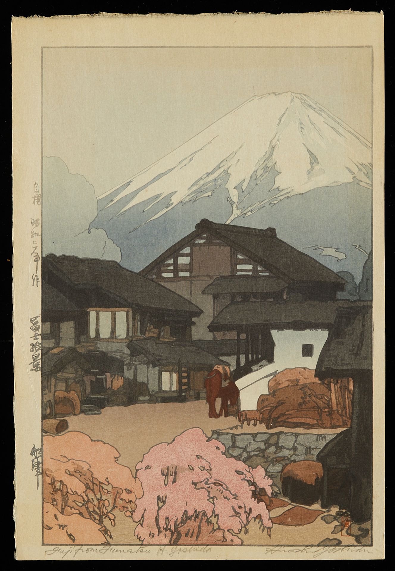 Hiroshi Yoshida "Fujiyama, Okitsu" Jizuri Print