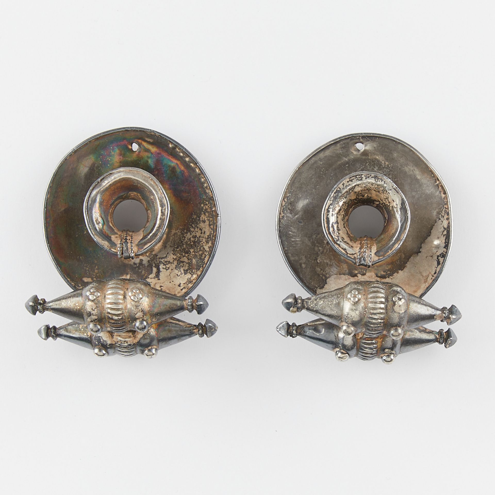 Pair of Indian Akota Silver Earrings - Image 2 of 2