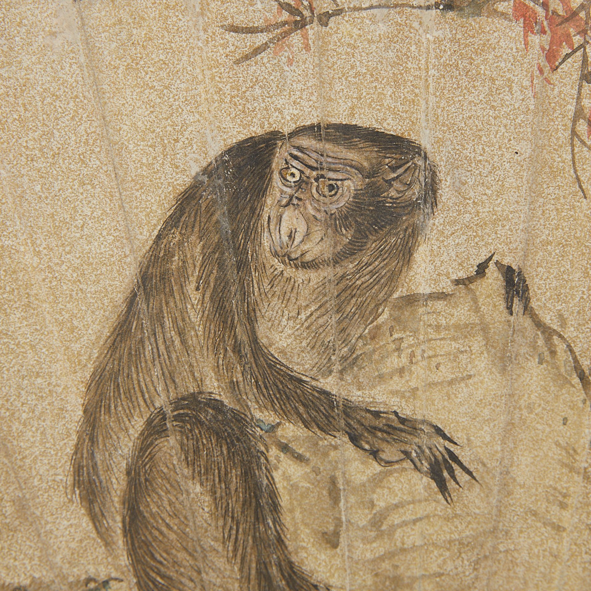 Chinese Fan Painting of Monkey - Image 4 of 6