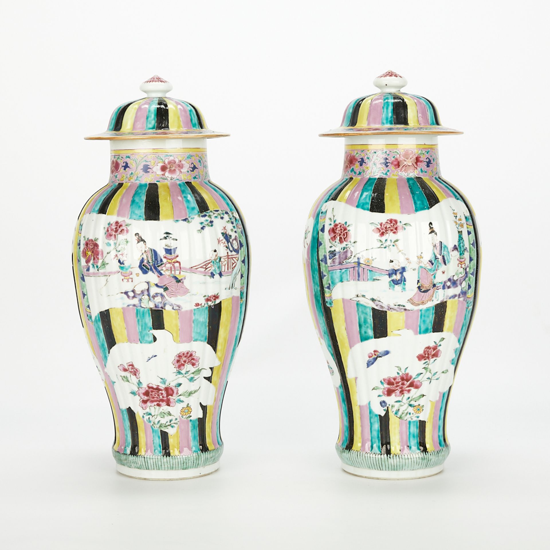 Pair 18th c. Chinese Export Porcelain Vases - Image 3 of 20