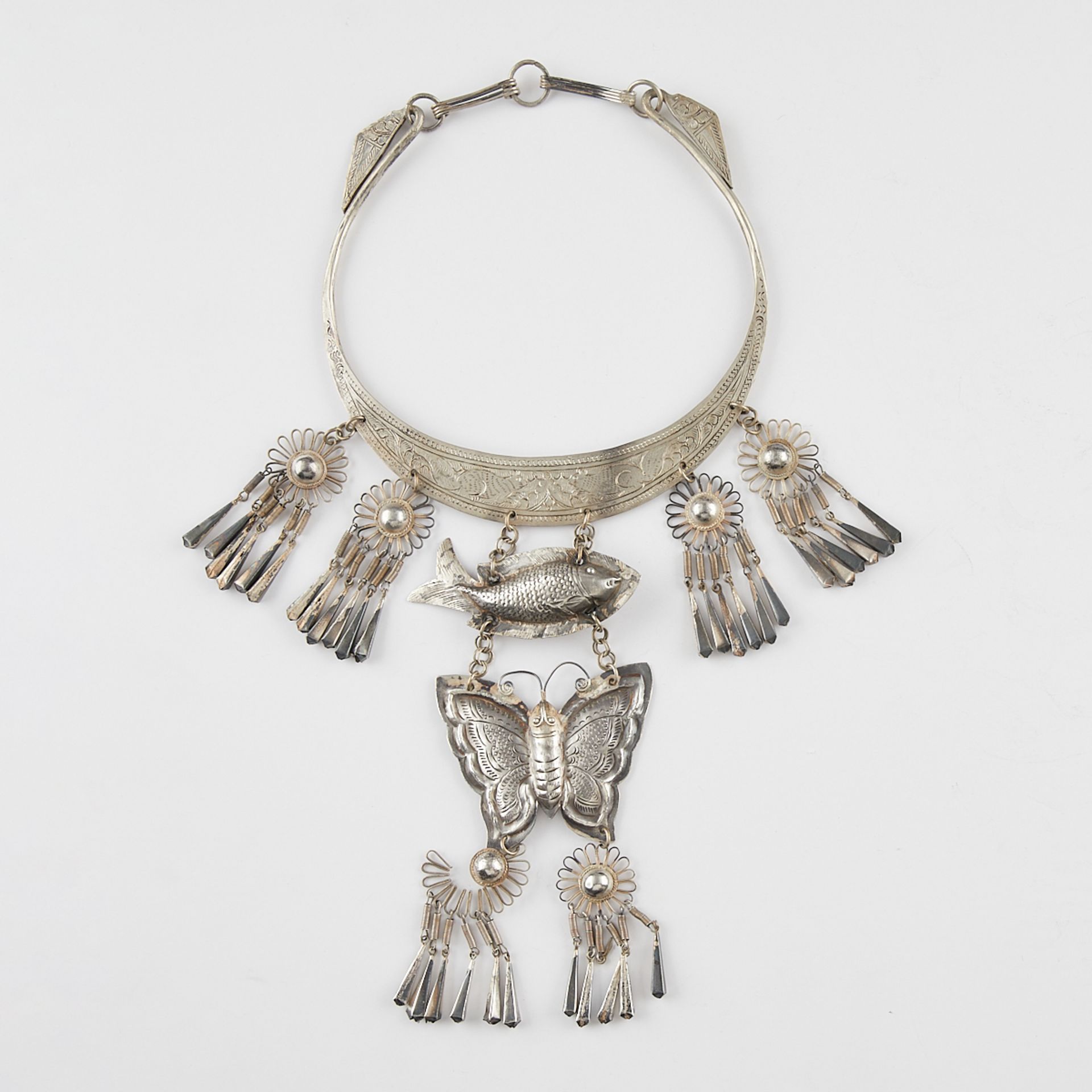 Hmong Silver Butterfly & Fish Necklace