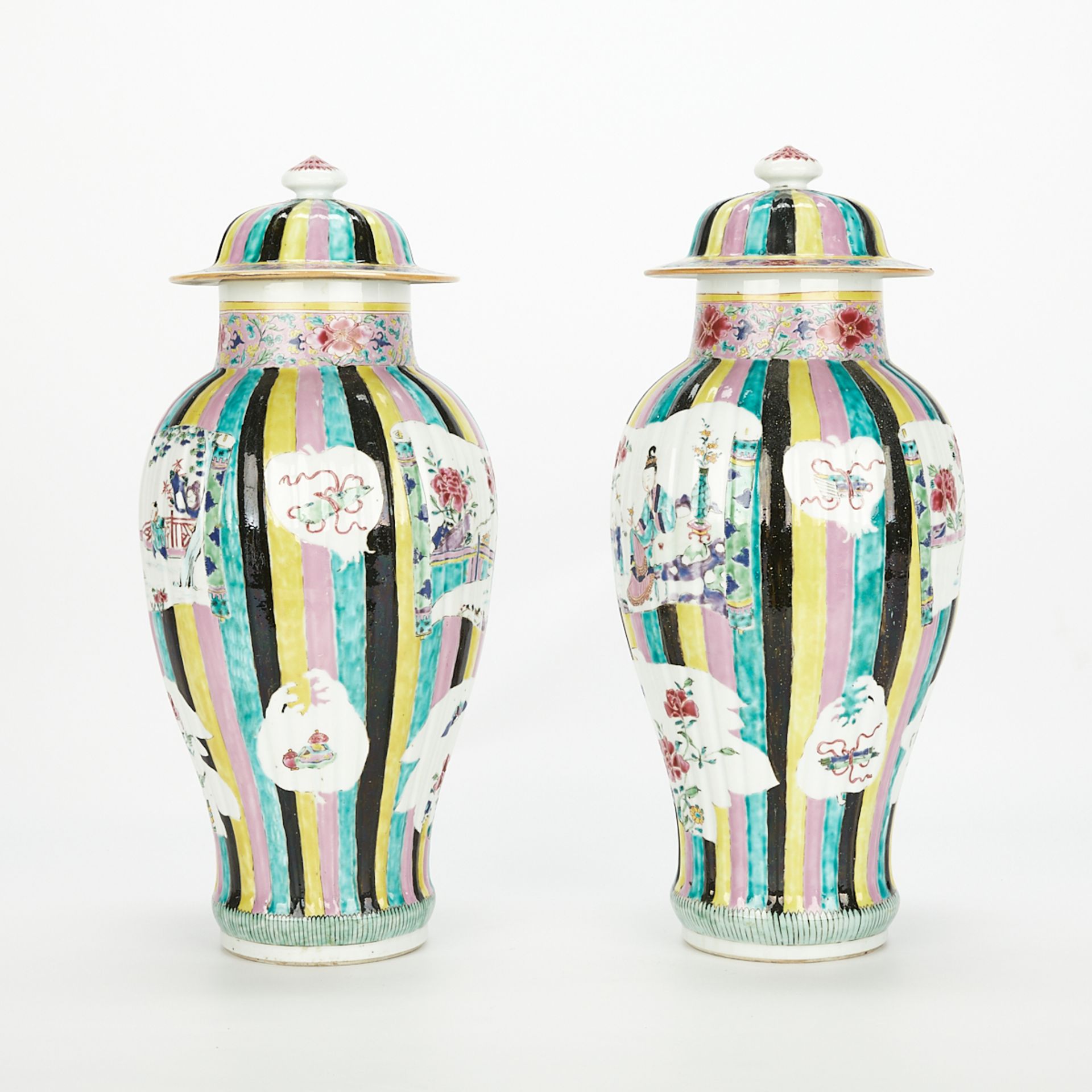 Pair 18th c. Chinese Export Porcelain Vases - Image 4 of 20