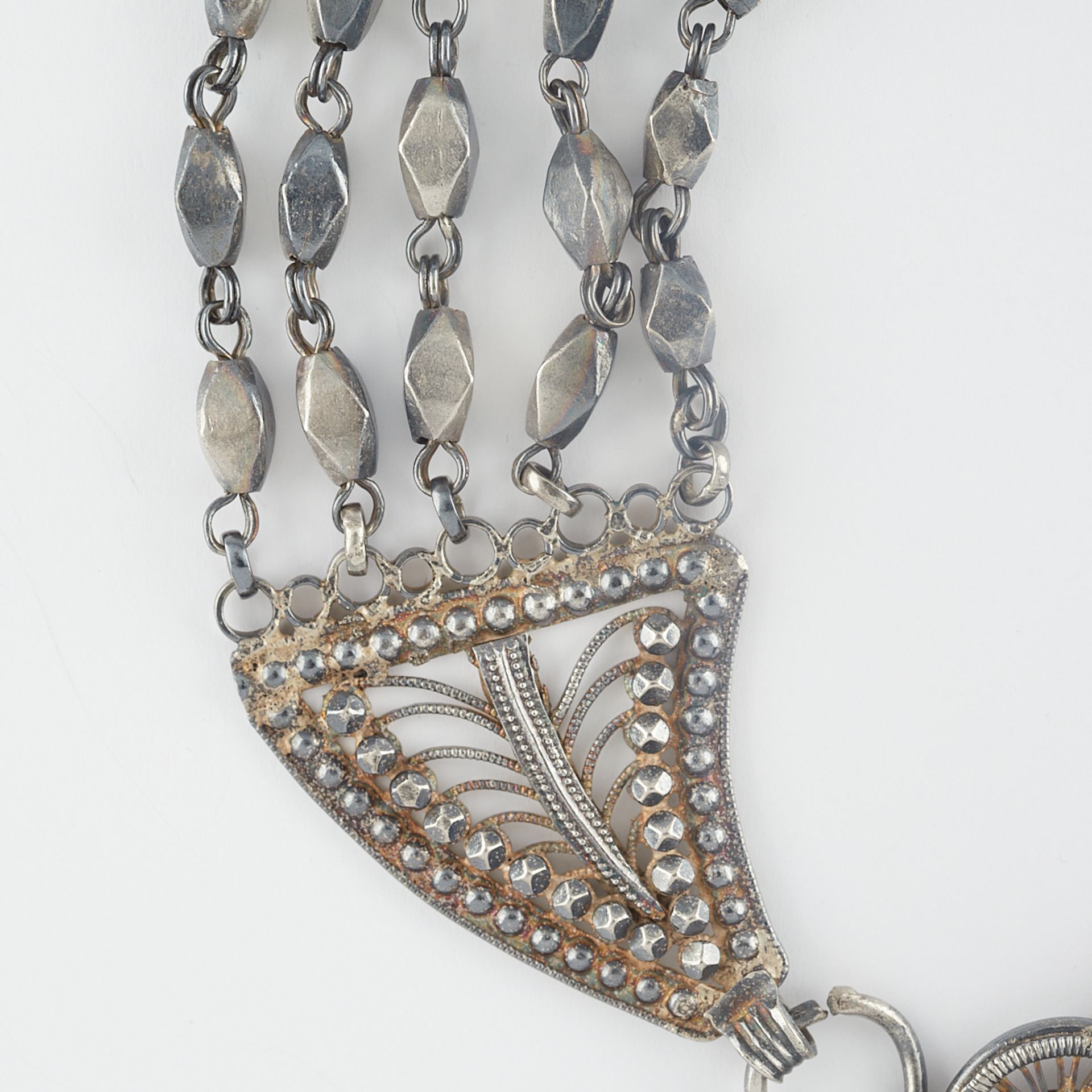 Silver Beaded Necklace Likely Indian - Image 4 of 5