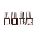 4 Chinese Lacquered Spindle Back Side Chairs