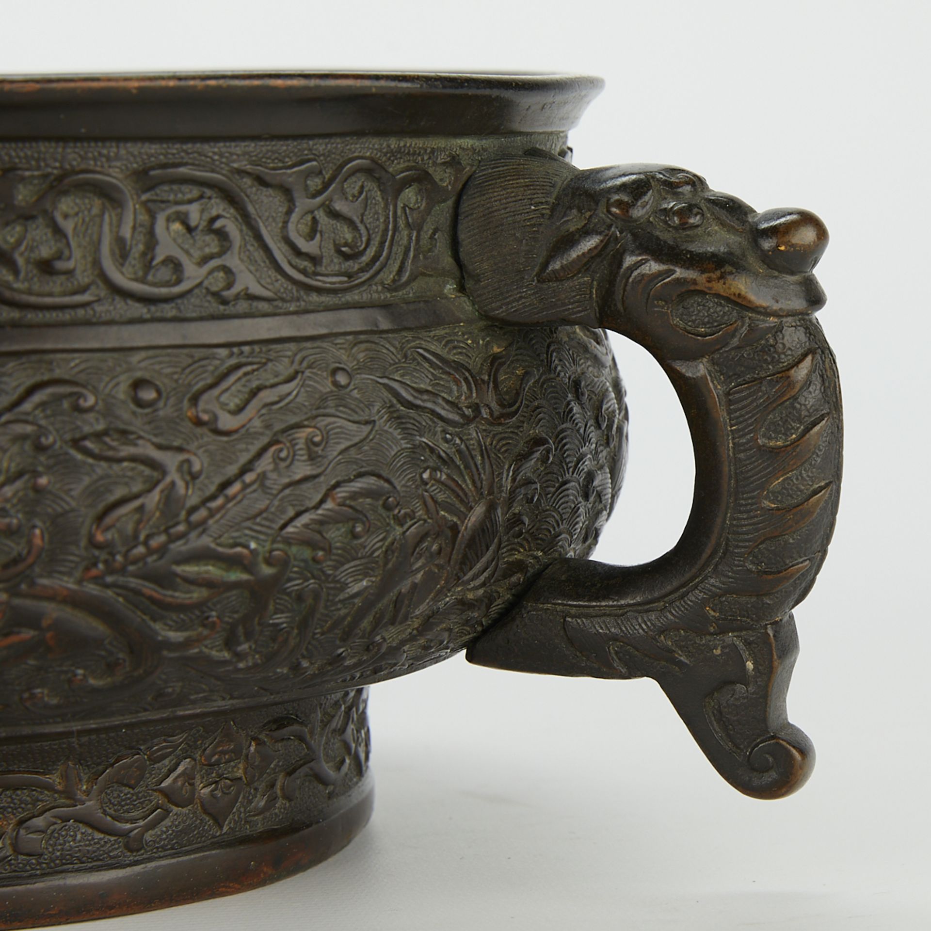 17th c. Chinese Bronze Mythical Beast Censer - Image 7 of 12