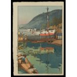 Hiroshi Yoshida "Kinoe Harbor" Jizuri Print