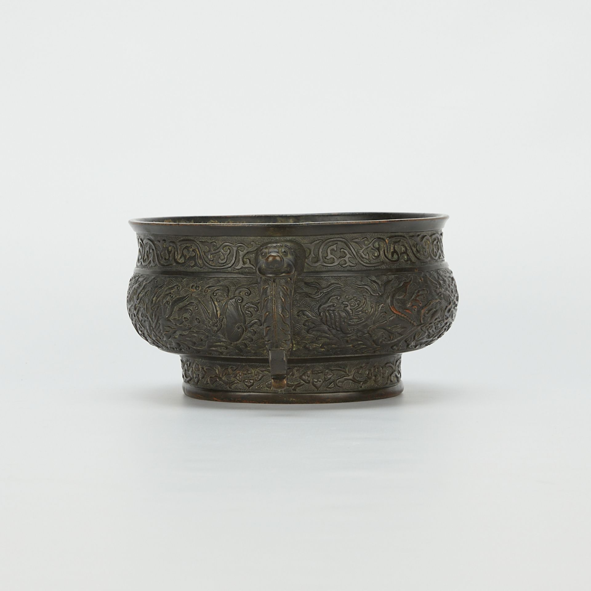 17th c. Chinese Bronze Mythical Beast Censer - Image 4 of 12
