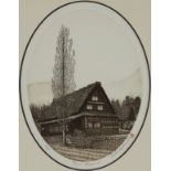 Hirohito Norikane "Farm House No. 5" Woodblock