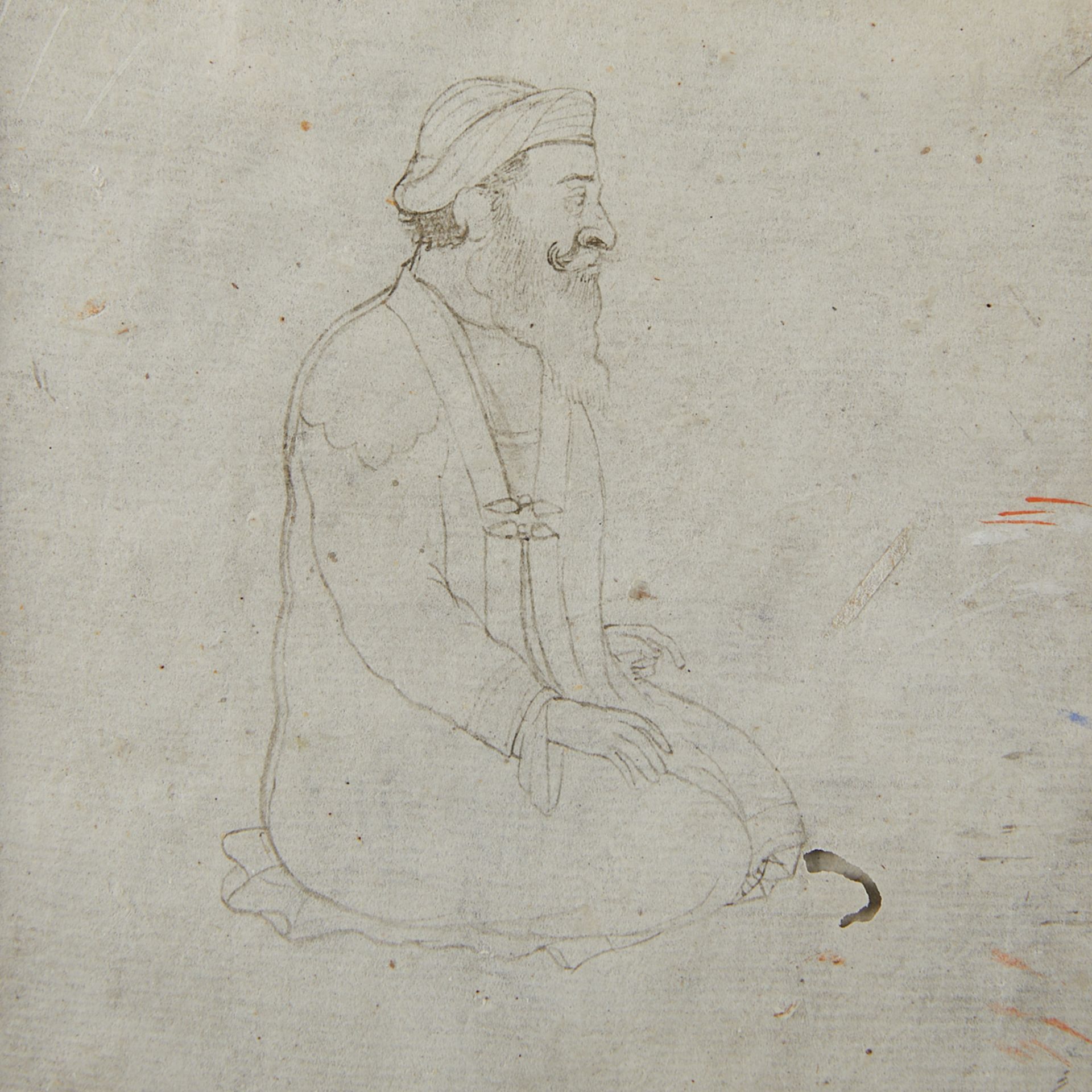 18th/19th c. Indian Portrait Drawing - Bild 3 aus 4