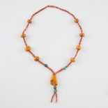 Indian Necklace w/ Coral, Turquoise, & Amber