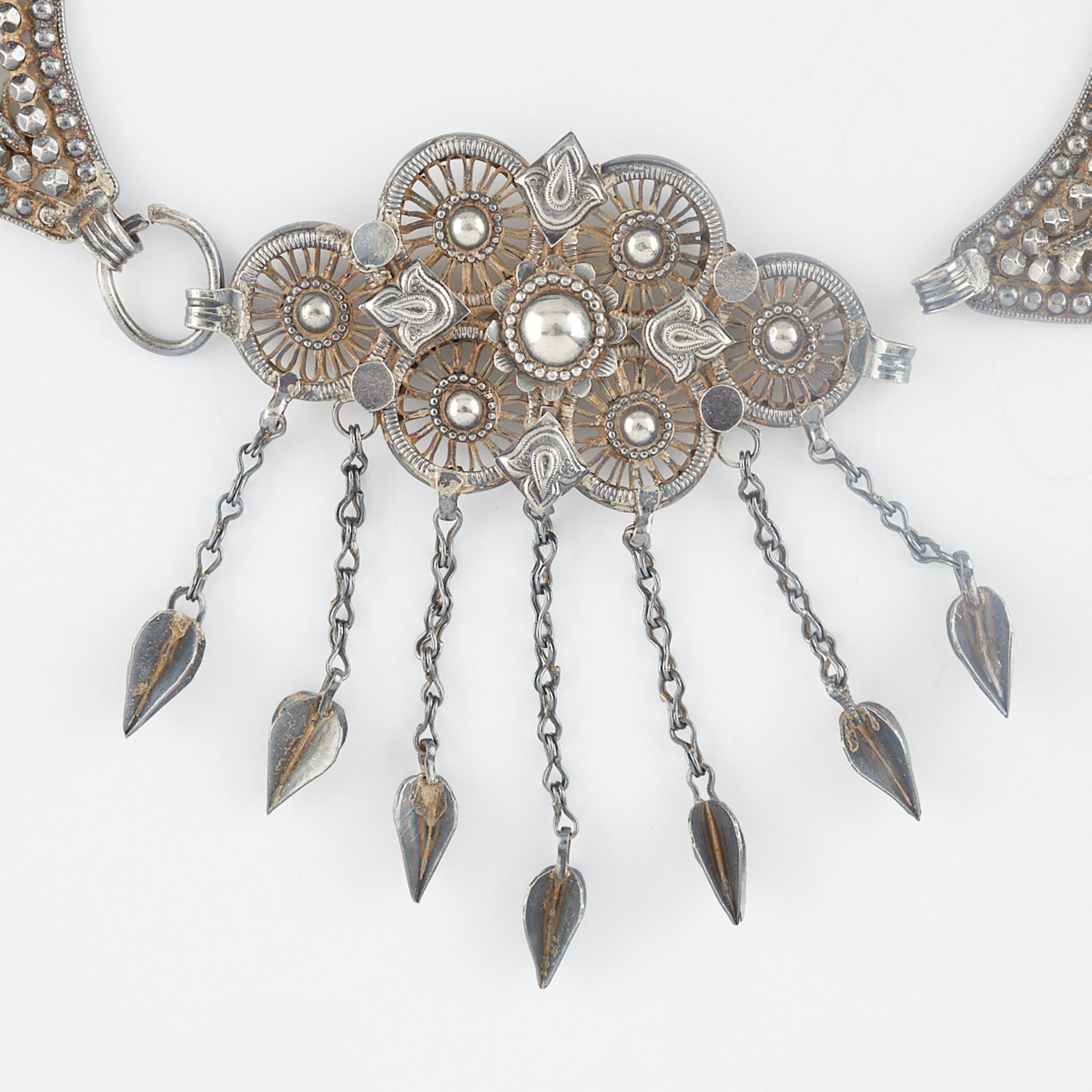 Silver Beaded Necklace Likely Indian - Image 2 of 5