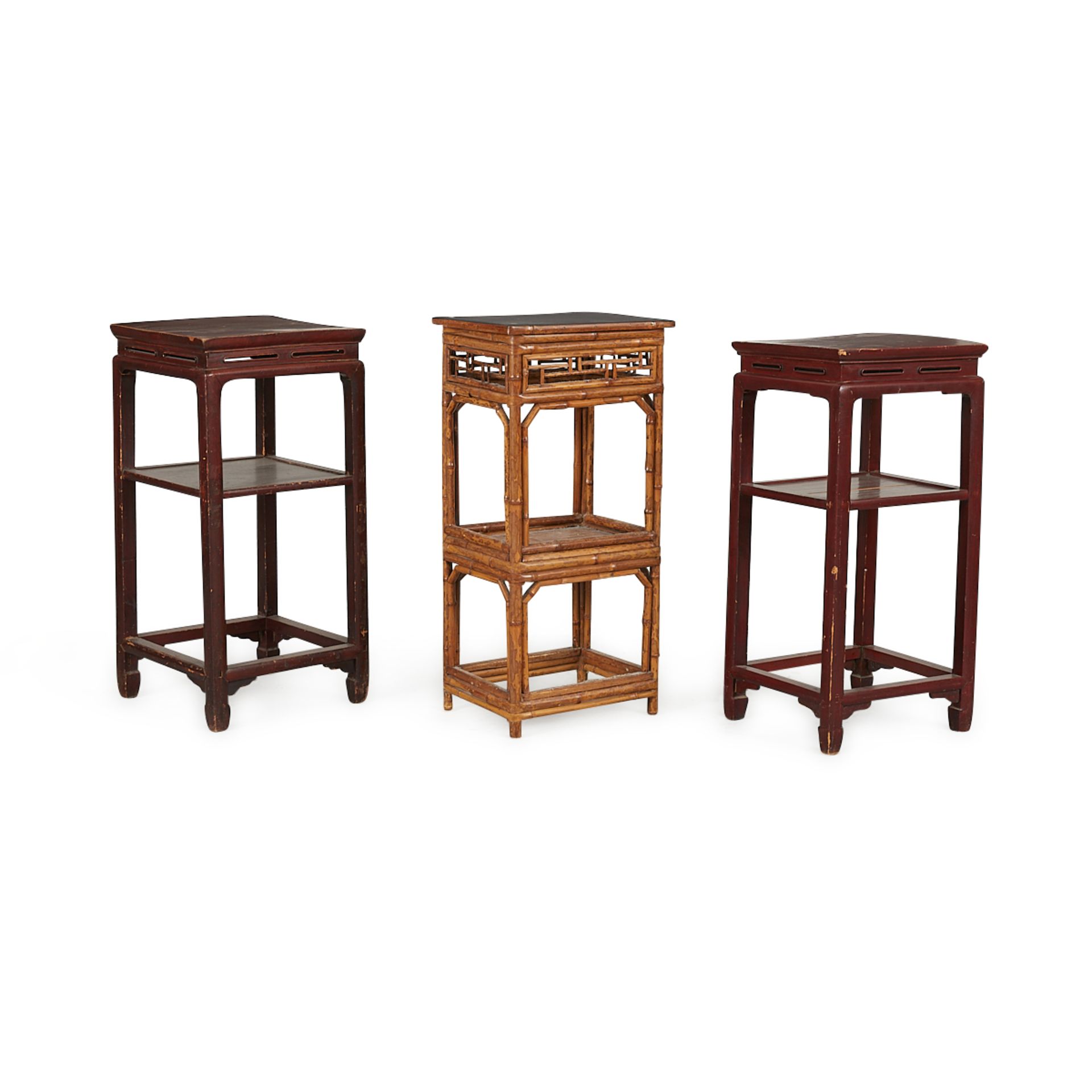 3 Chinese Plants Stands - Bamboo & Hardwood