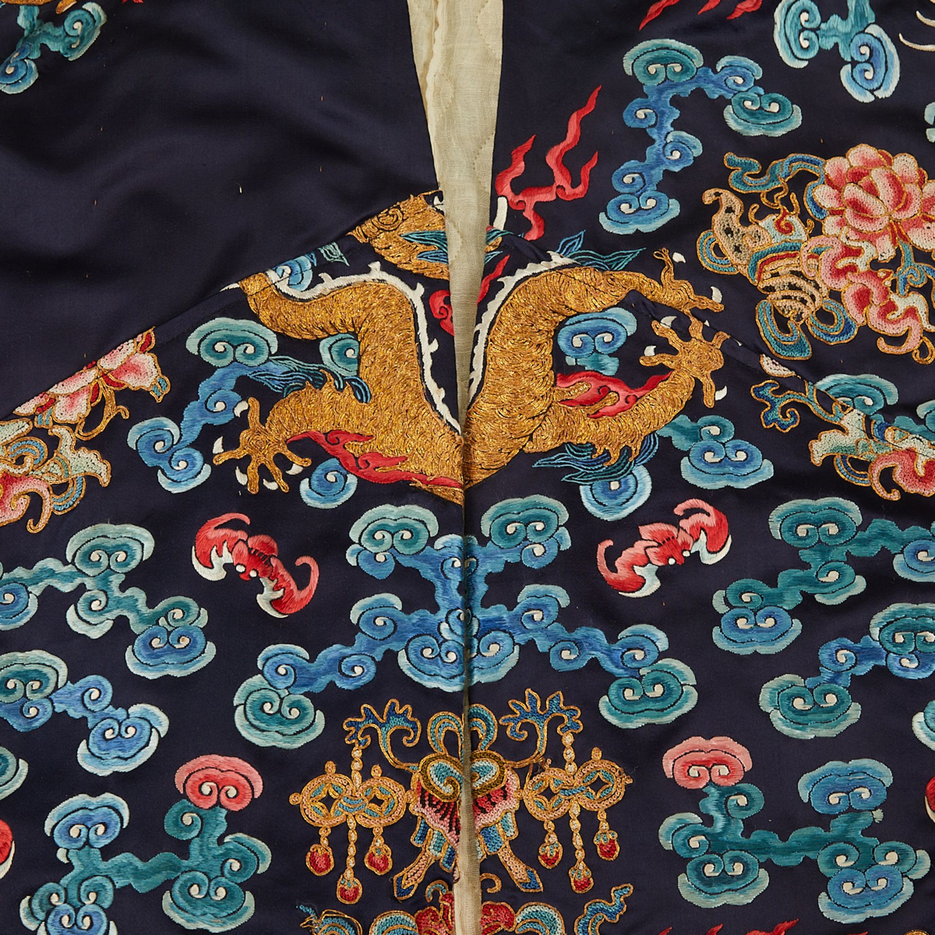 19th c. Chinese Embroidered Silk Dragon Robe - Image 8 of 9