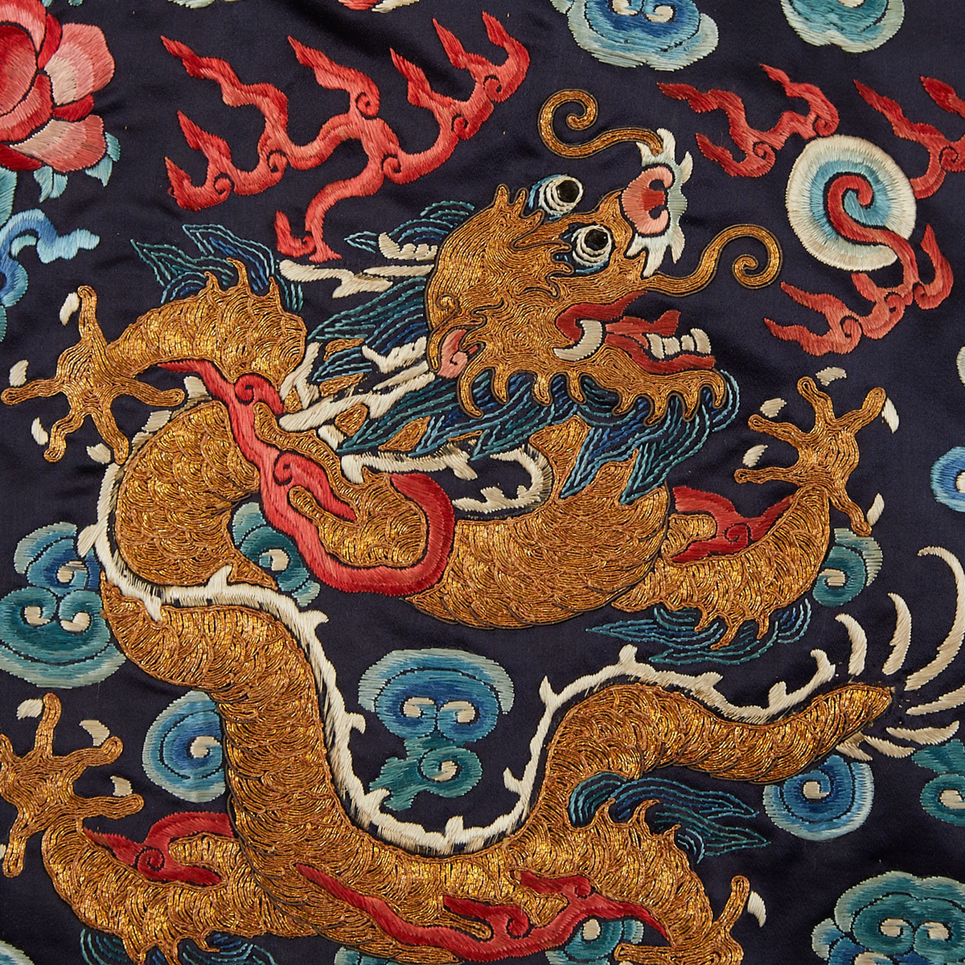 19th c. Chinese Embroidered Silk Dragon Robe - Image 6 of 9