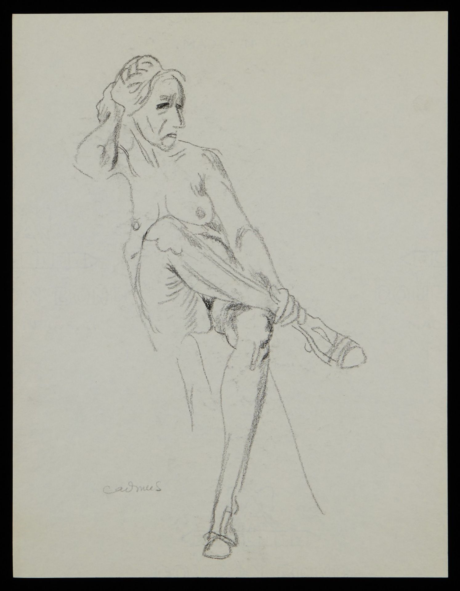 Paul Cadmus Seated Female Nude Drawing on Paper