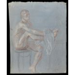 Paul Cadmus Seated Male Nude Crayon on Paper