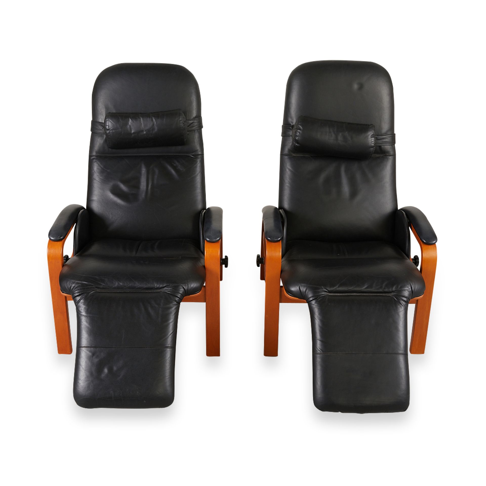 Pair of Leather Reclining Easy Chairs - Image 10 of 12