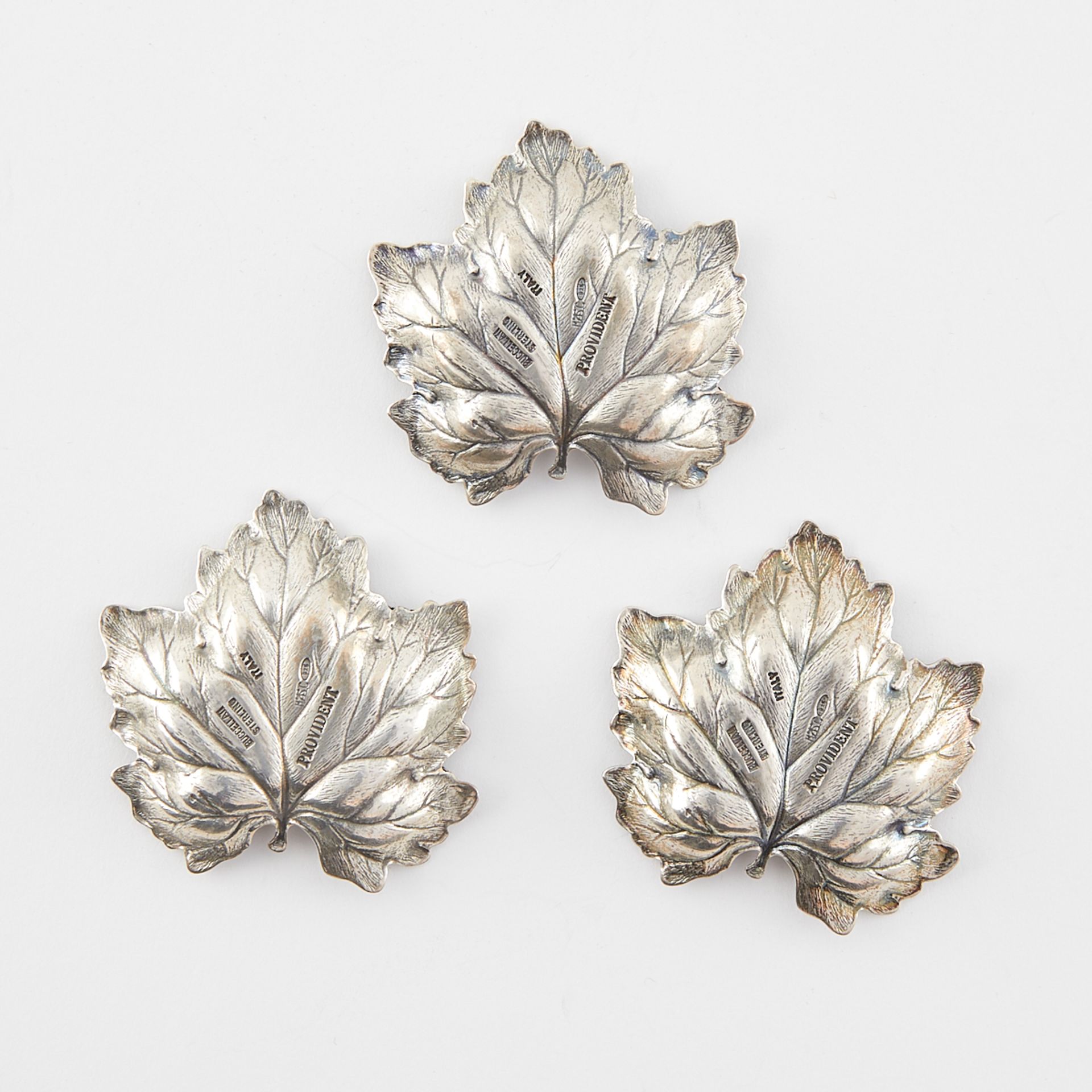 3 Mini Buccellati Sterling Silver Leaf Dishes - Bild 3 aus 4