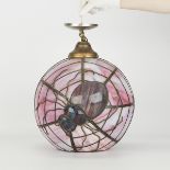 Large Marbled Stained Glass Pendant with Spiders