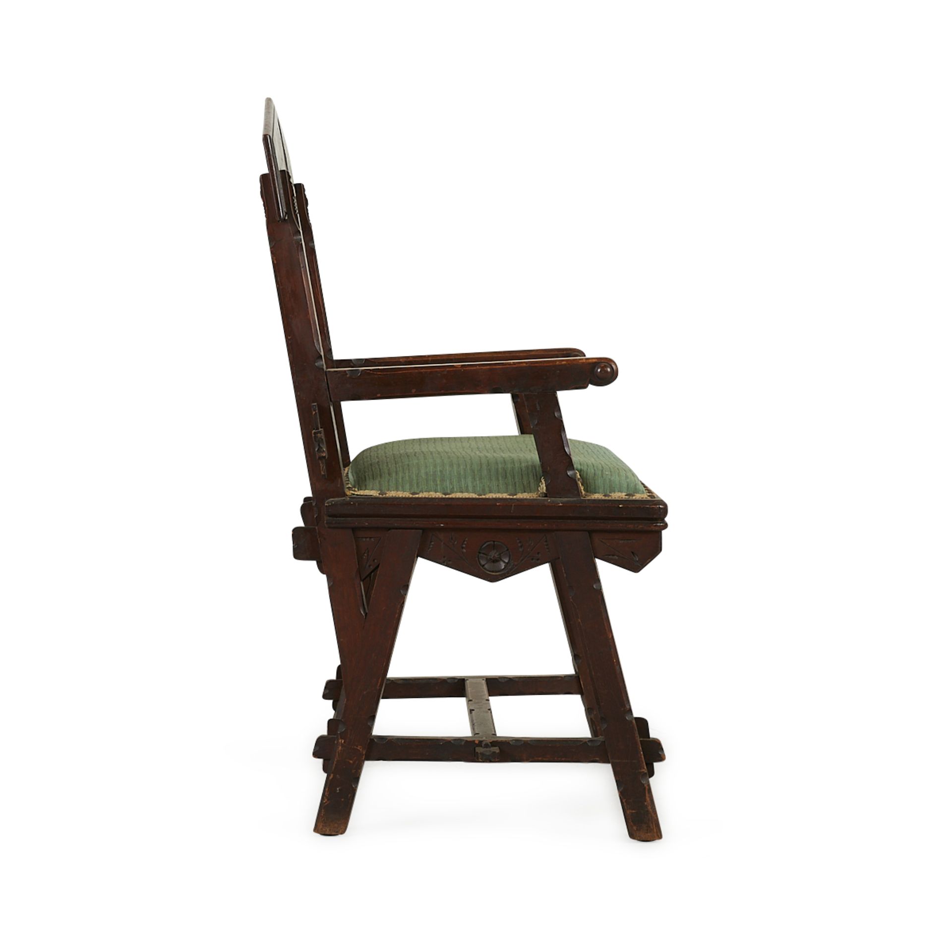 Aesthetic Movement Gothic Walnut Chair ca. 1875 - Image 6 of 11