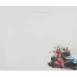 David Rathman Race Car Mixed Media Painting