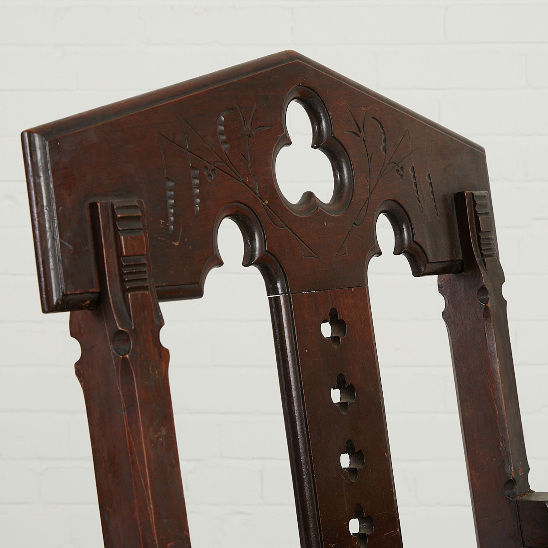 Aesthetic Movement Gothic Walnut Chair ca. 1875 - Image 8 of 11