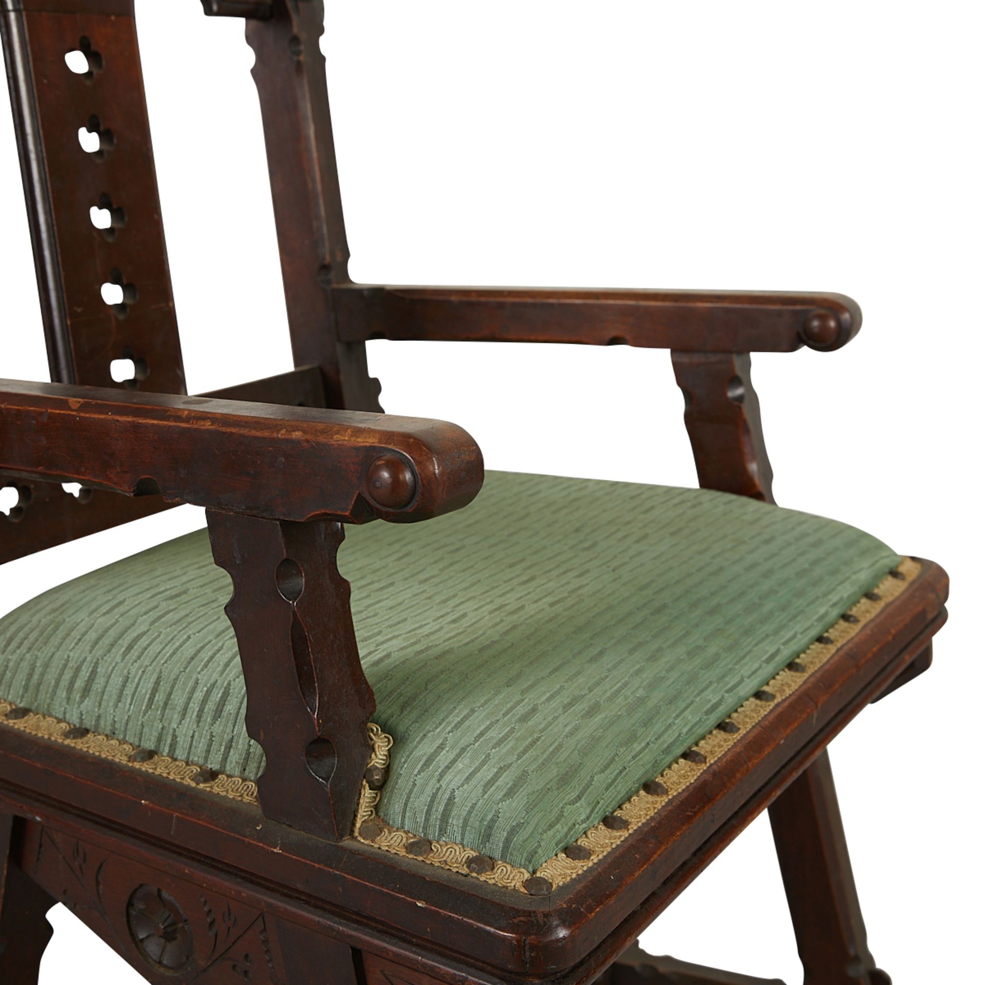 Aesthetic Movement Gothic Walnut Chair ca. 1875 - Image 2 of 11