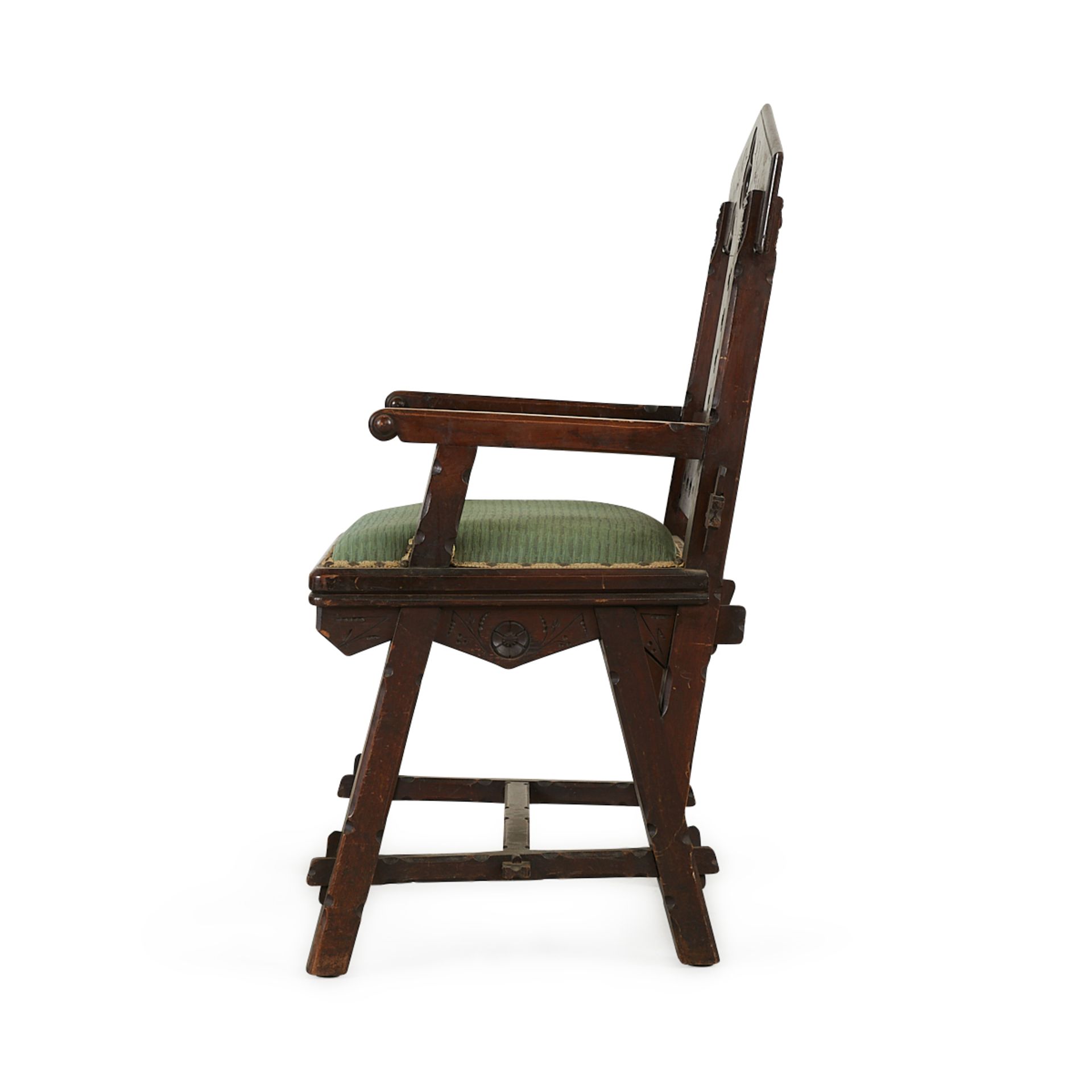 Aesthetic Movement Gothic Walnut Chair ca. 1875 - Image 4 of 11