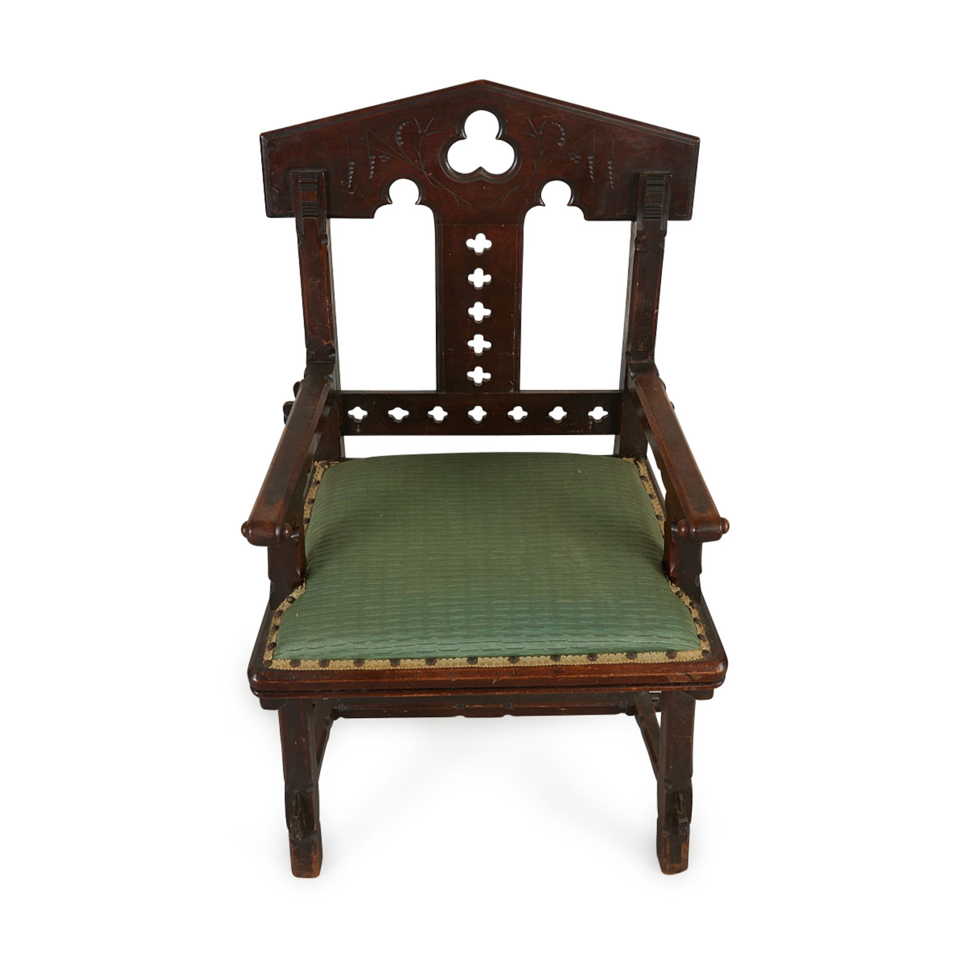 Aesthetic Movement Gothic Walnut Chair ca. 1875 - Image 9 of 11
