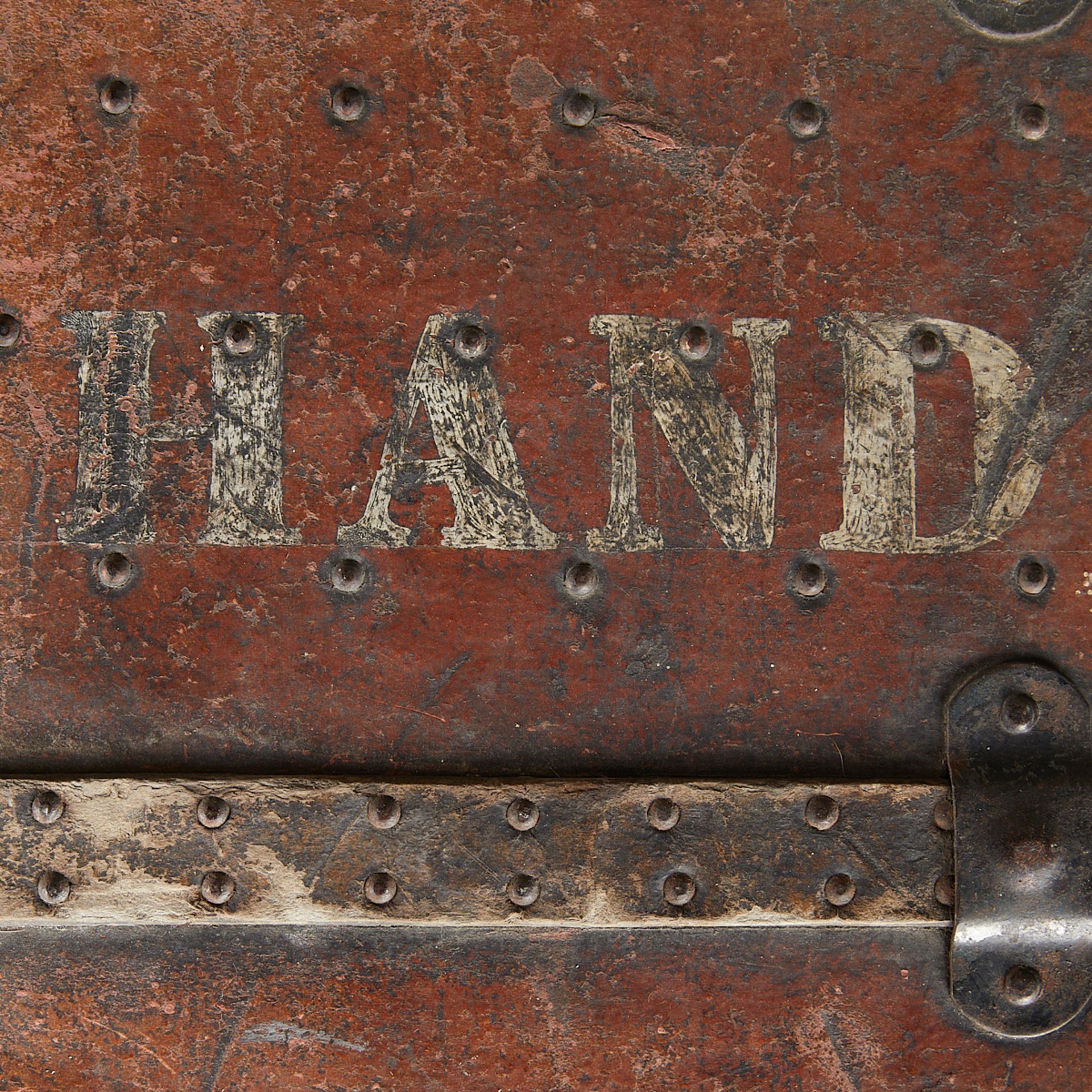 Antique Leatheroid Travel Steamer Trunk - Bild 8 aus 13