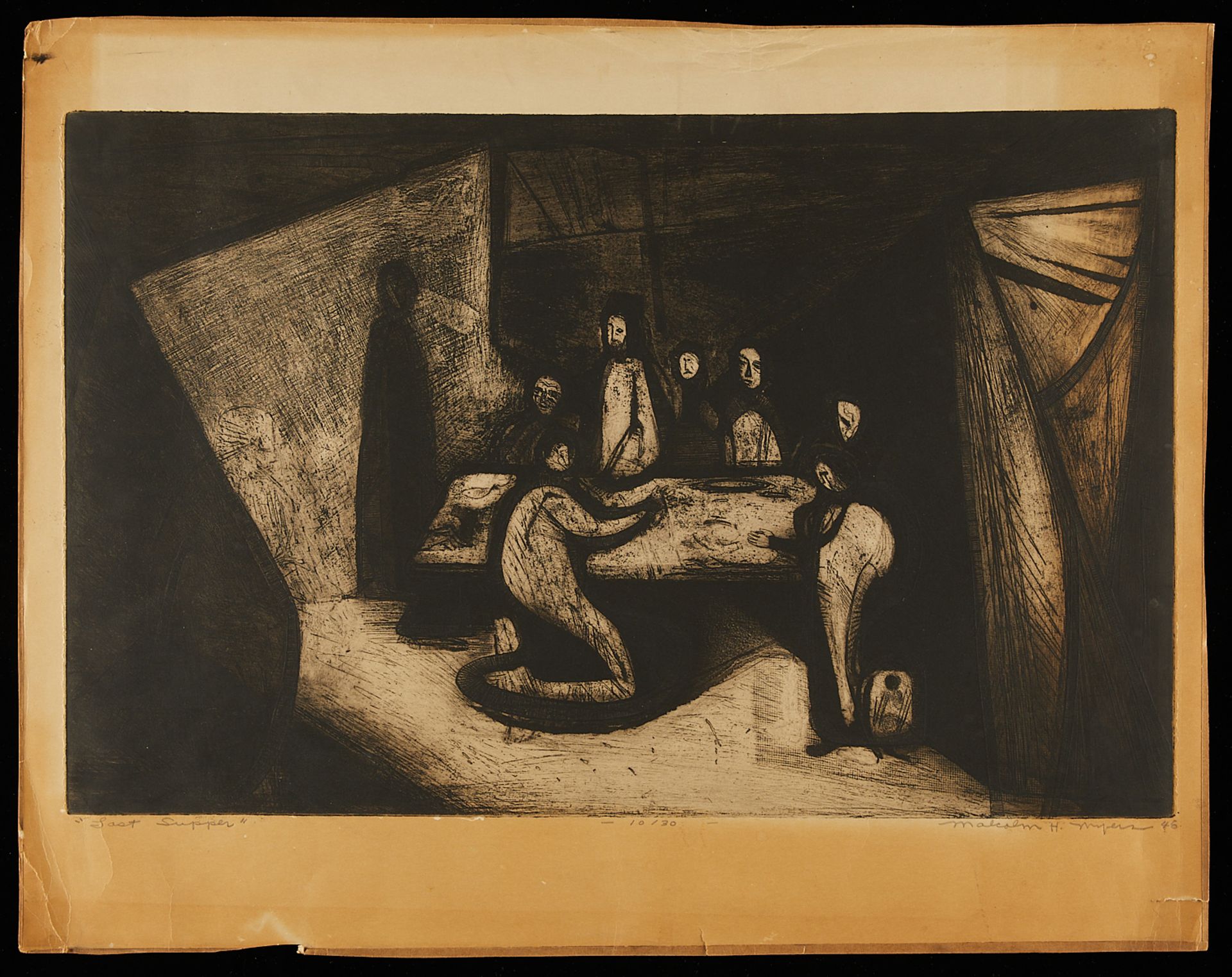 Malcolm Myers "Last Supper" Etching 1946 - Bild 3 aus 7