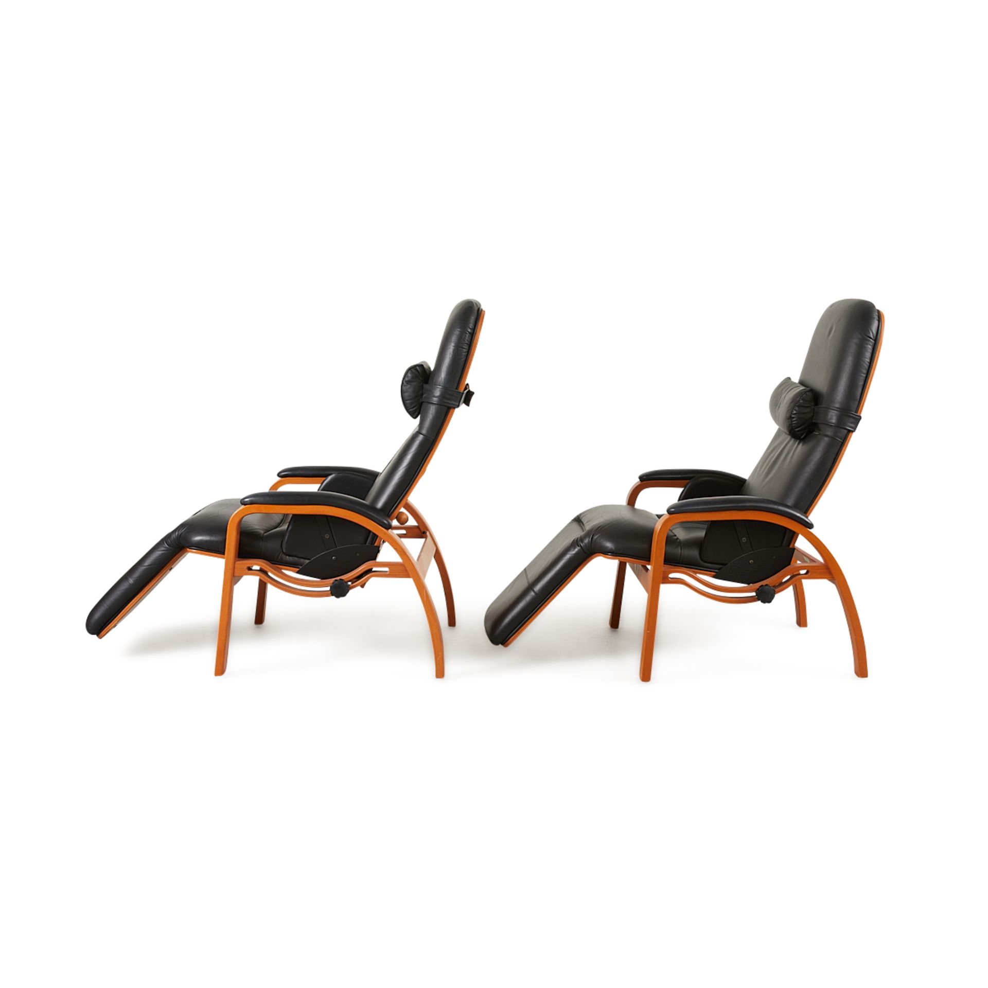 Pair of Leather Reclining Easy Chairs - Image 4 of 12