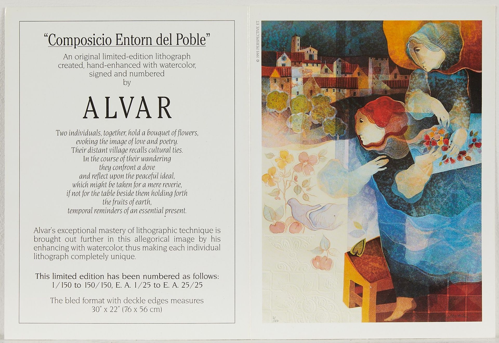 Alvar Sunol Figures with Village Lithograph - Bild 7 aus 8