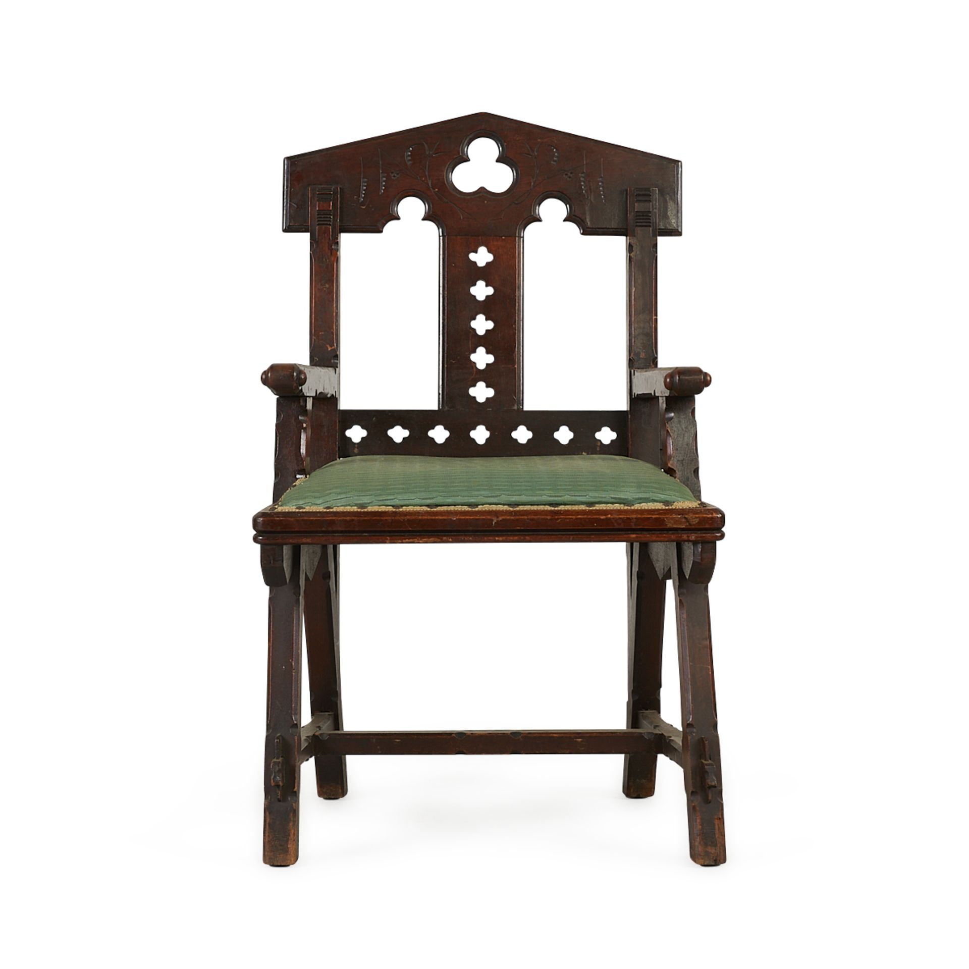 Aesthetic Movement Gothic Walnut Chair ca. 1875 - Image 3 of 11