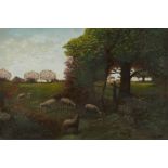 Barton S. Hays Landscape Painting w/ Sheep