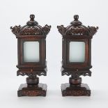 Pair of Chinese Hardwood Lanterns