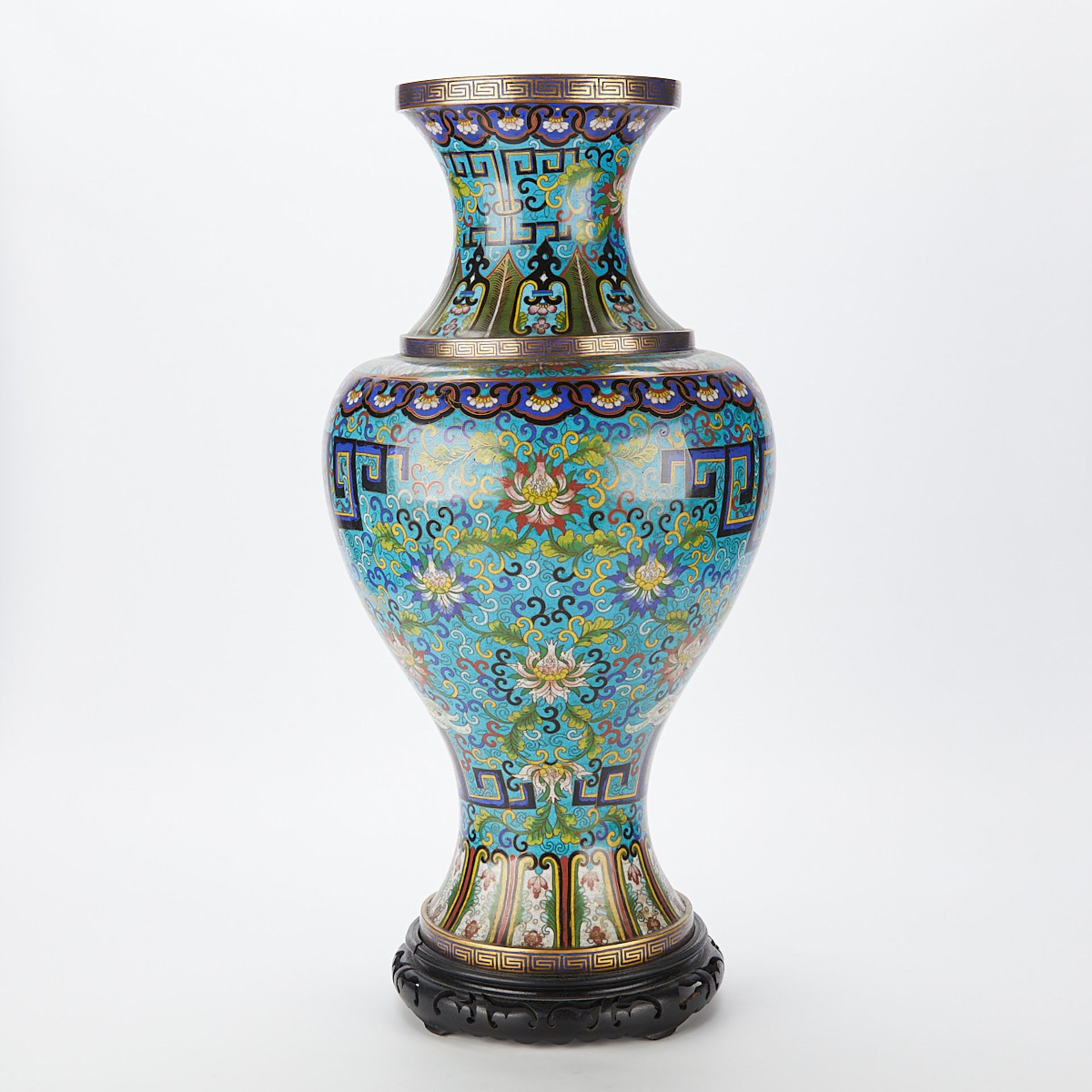 Large Chinese PRC Cloisonne Vase - Bild 2 aus 12