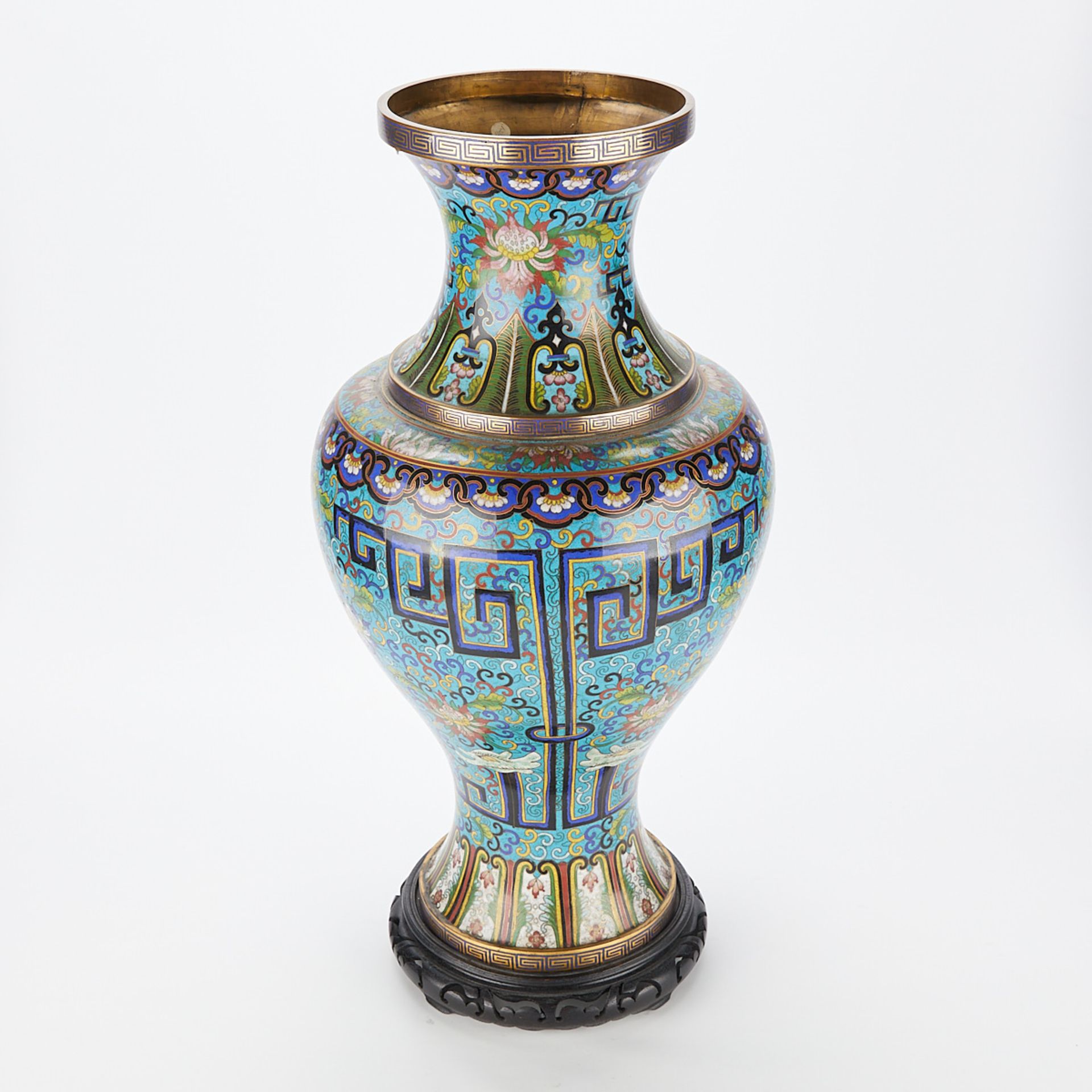 Large Chinese PRC Cloisonne Vase - Bild 5 aus 12