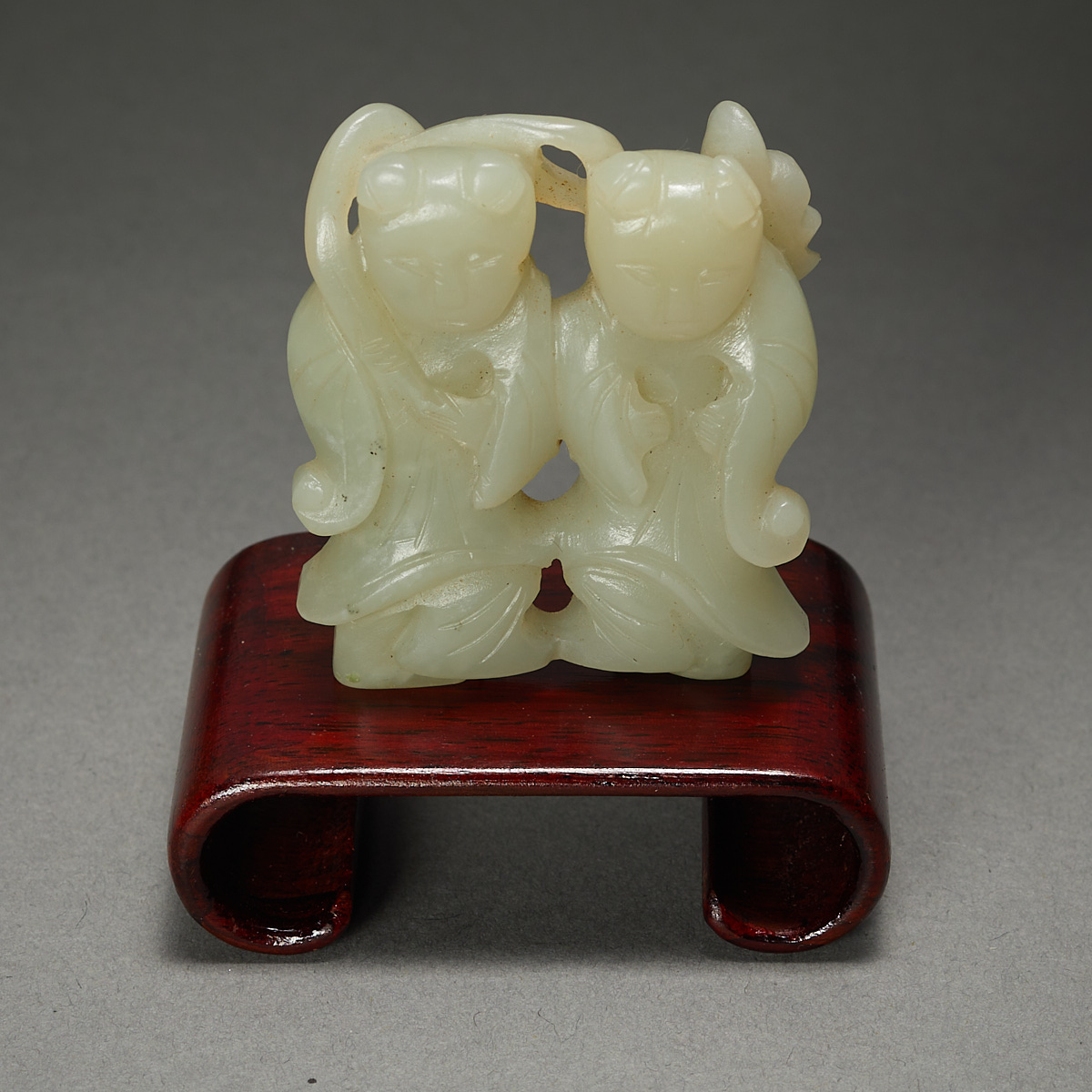 Chinese Carved Jade Pendant of Twins - Image 2 of 5