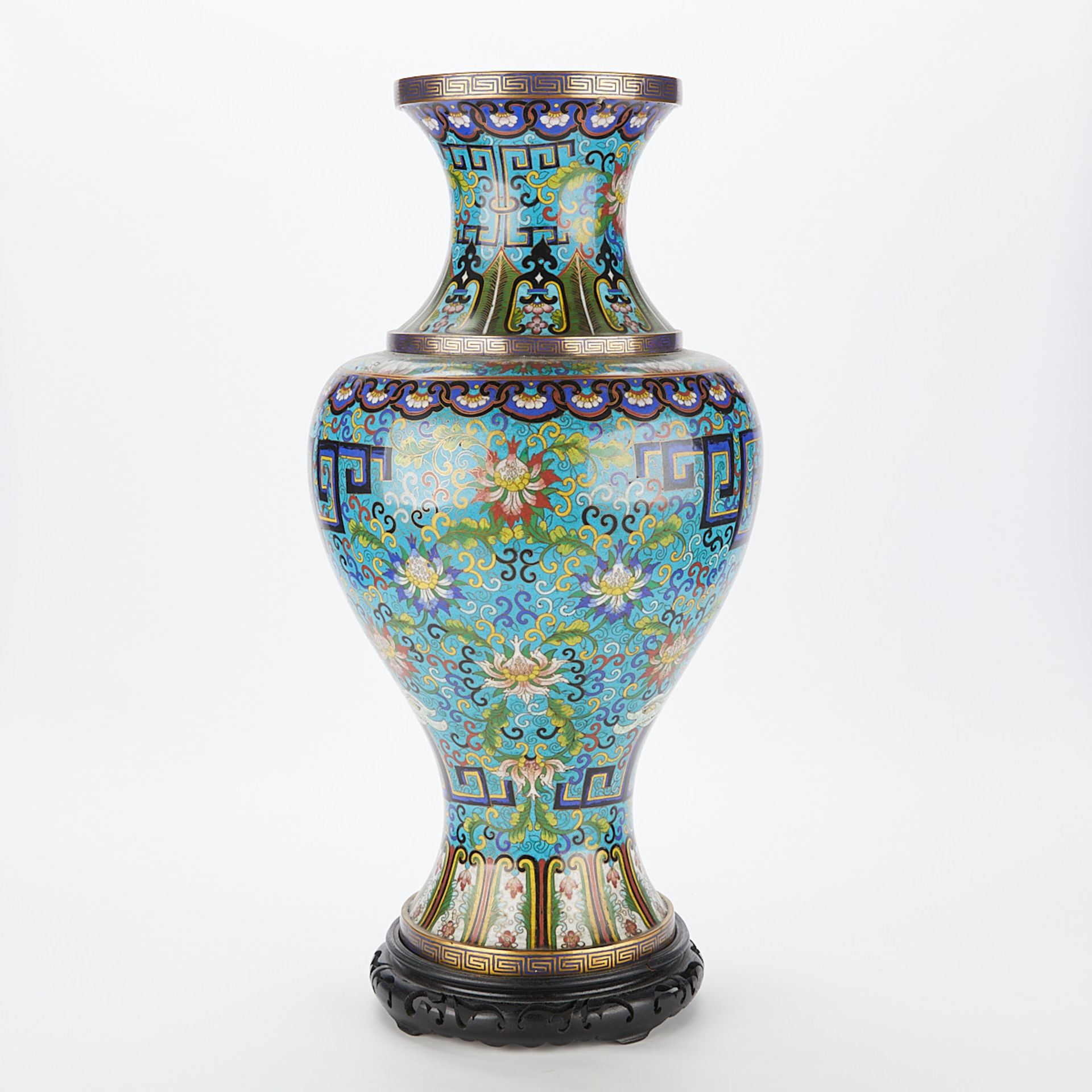 Large Chinese PRC Cloisonne Vase - Bild 4 aus 12