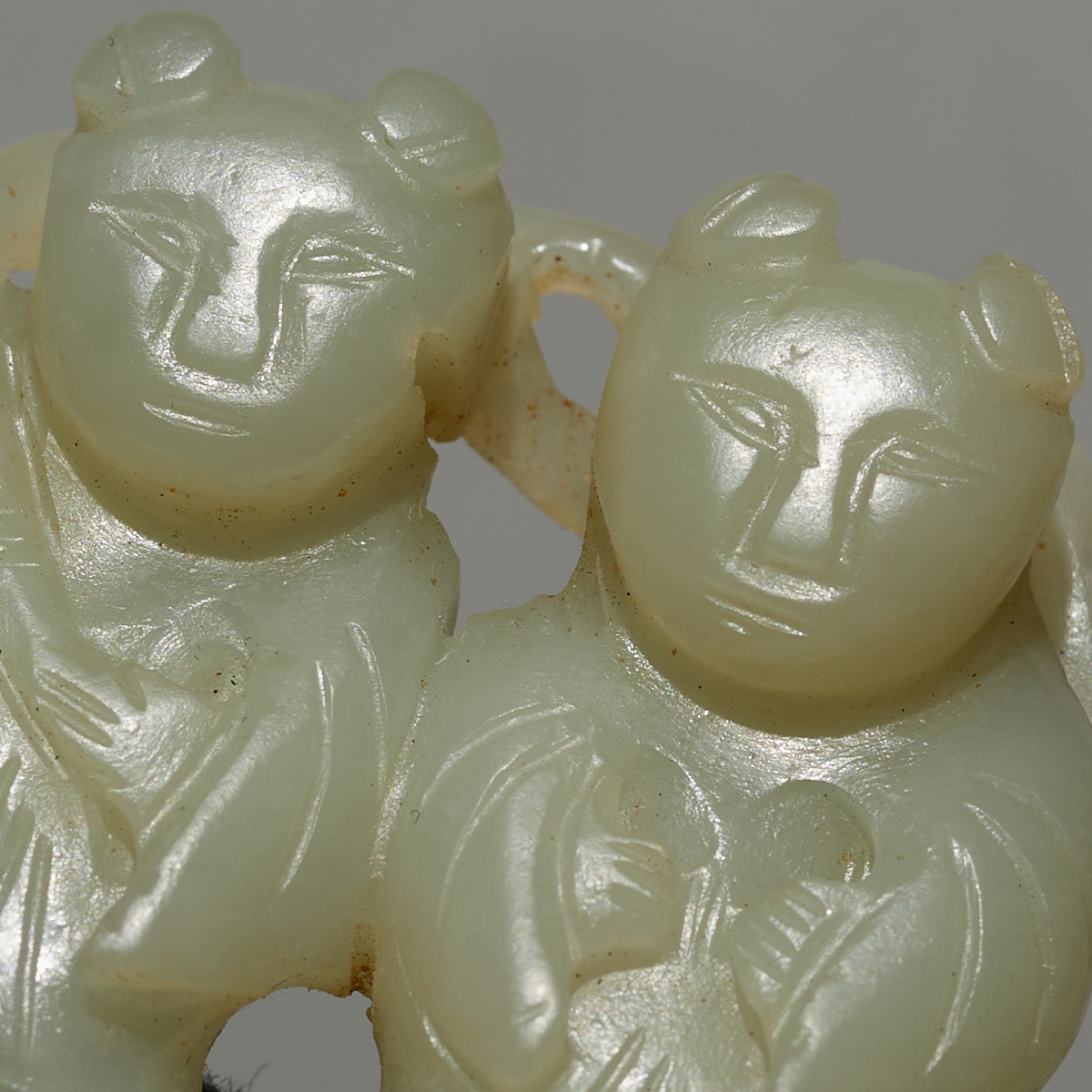 Chinese Carved Jade Pendant of Twins - Image 4 of 5