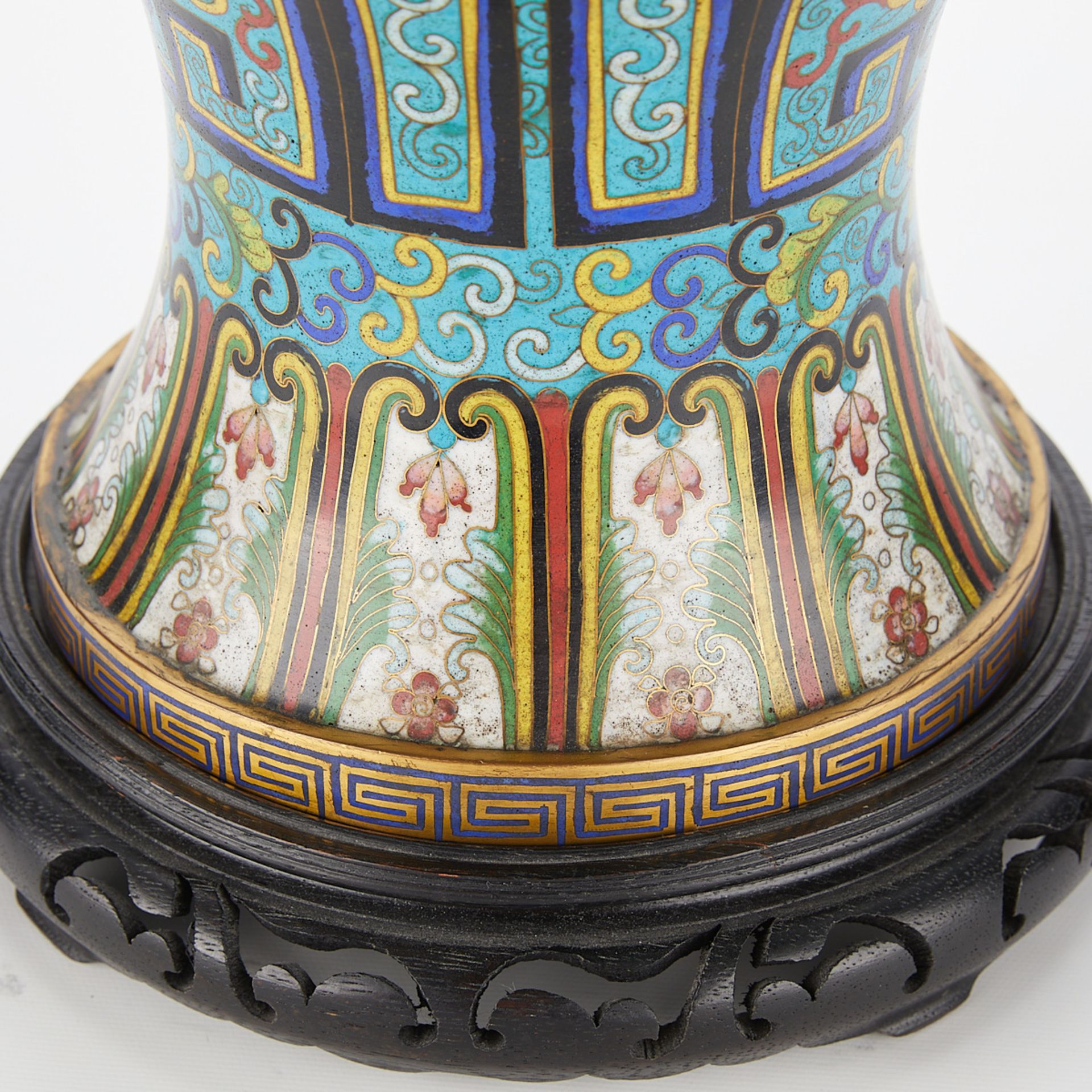 Large Chinese PRC Cloisonne Vase - Bild 9 aus 12