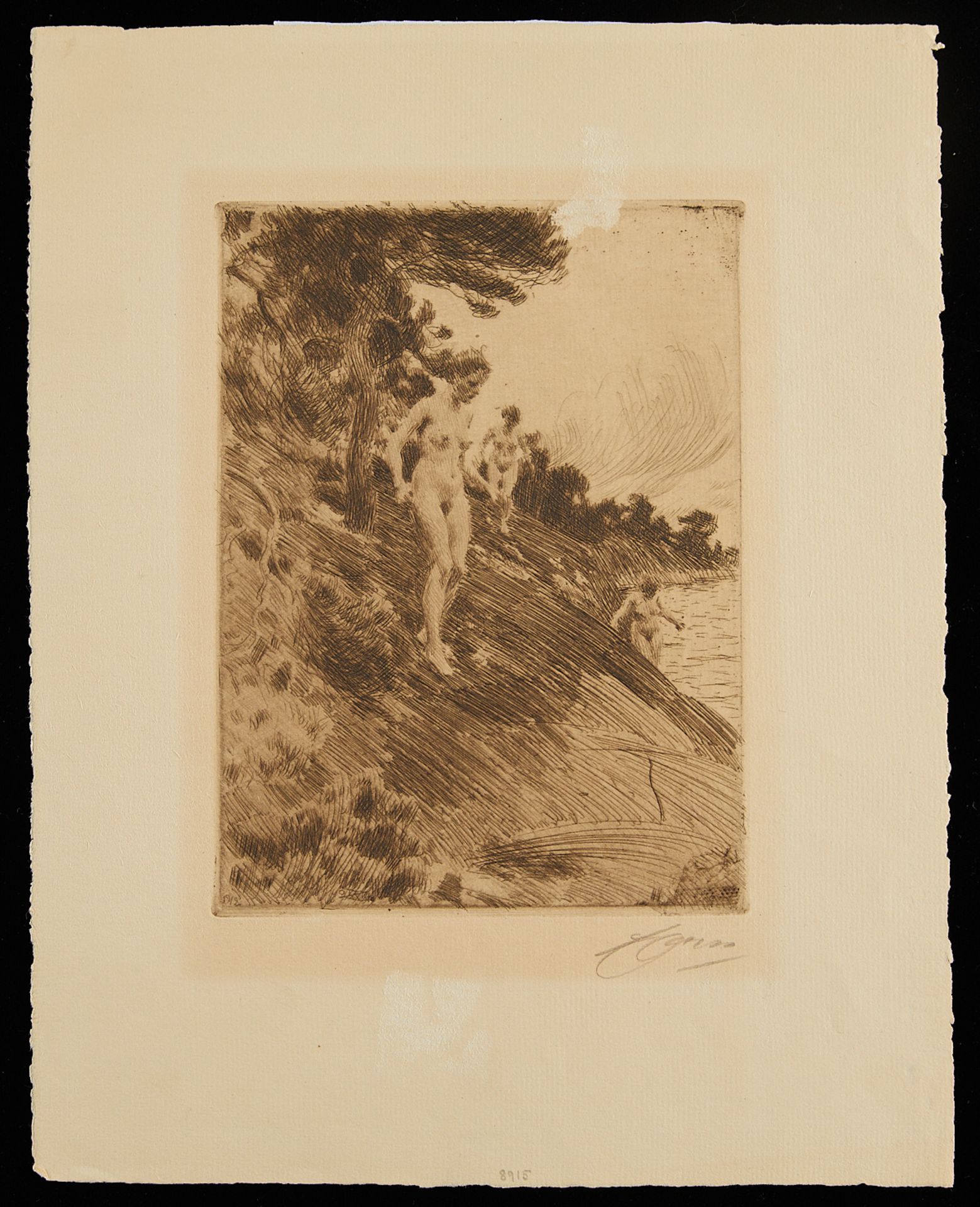 Anders Zorn "Frightened" Etching 1912 - Bild 3 aus 4