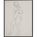 Paul Cadmus Standing Female Nude Drawing on Paper