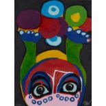 Karel Appel "Clown Visage Paysage" Woodcut 1978