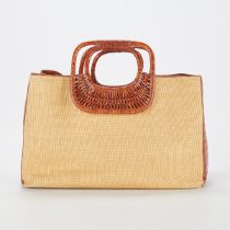 Nancy Gonzalez Raffia & Crocodile Handbag